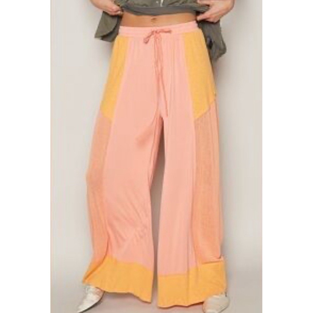 POL Peach and Yellow Wide Leg Pants - Picture 3 of 5